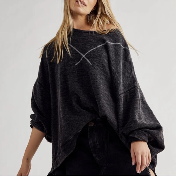 Free People Tops - FREE PEOPLE We The Free Care FP Come Again Tee NEW Size L Obsidian